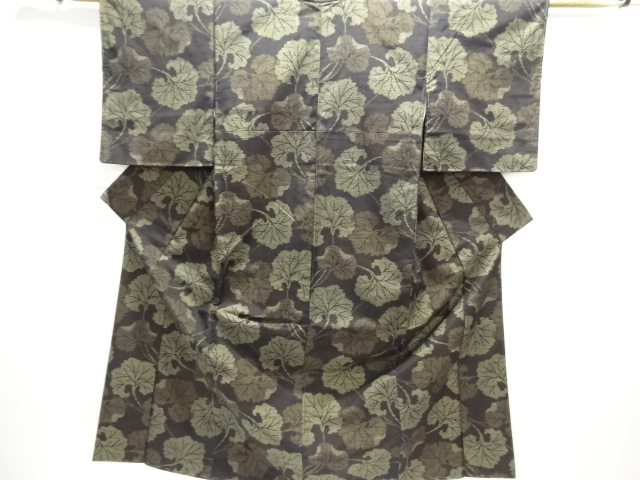 JAPANESE KIMONO / UNUSED TOKAMACHI TSUMUGI / WOVEN LEAF 